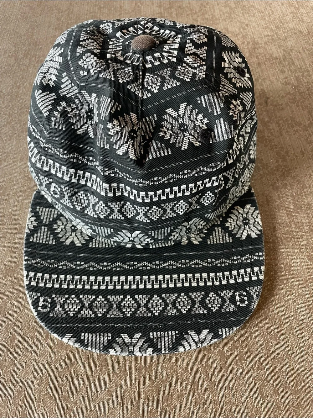 Vans Black and White Aztec Patterned Five-Panel Hat Adjustable Snap Back